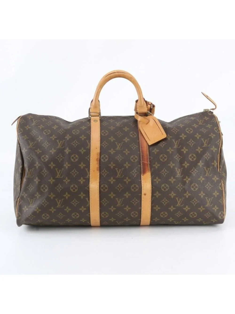 Louis Vuitton Monogram Keepall 55 Leather Boston Bag Tote Travel Business